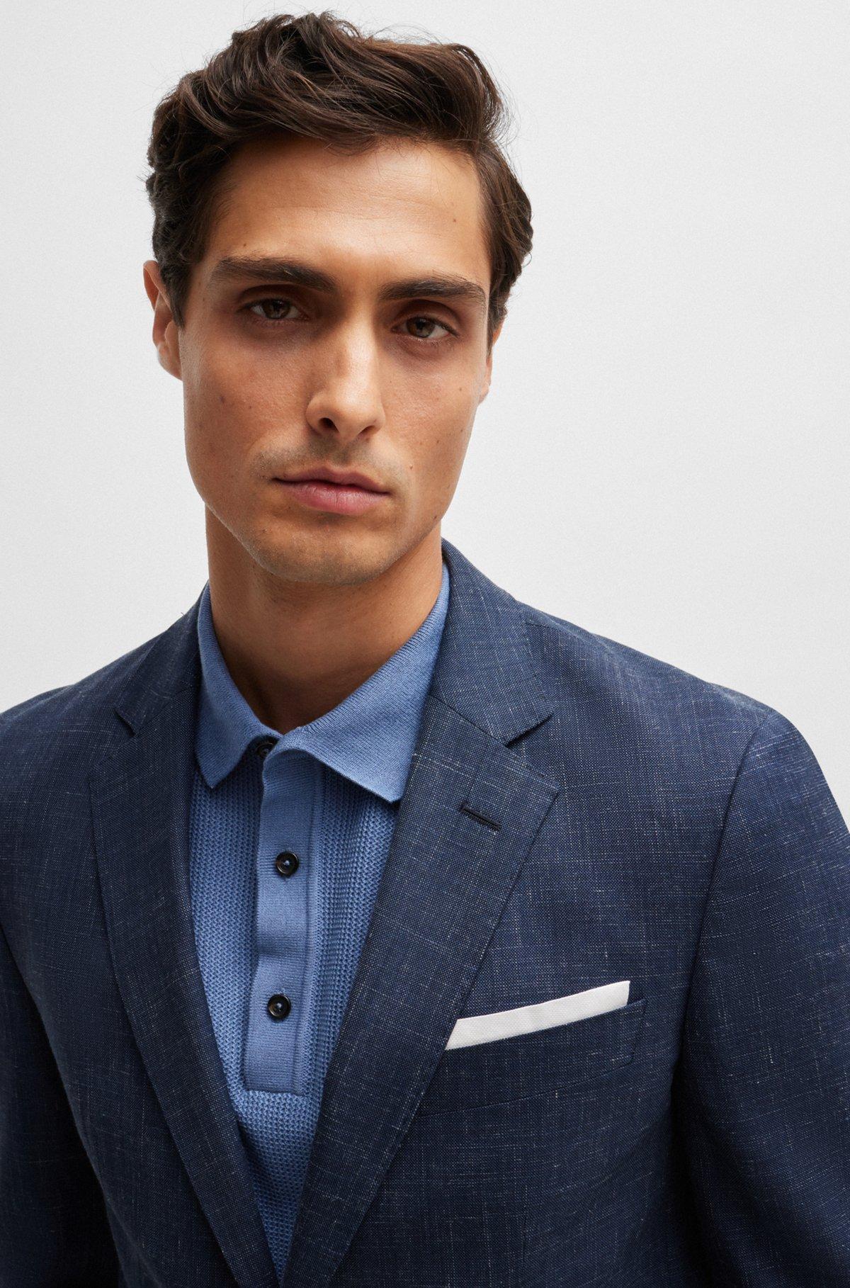 Slim-fit jacket in virgin wool and linen Product Image