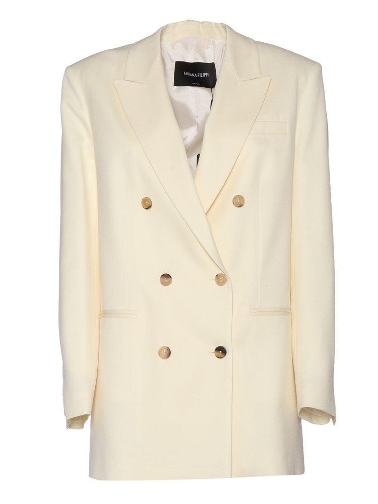 FABIANA FILIPPI Double Breasted Long Sleeved Blazer In White Product Image