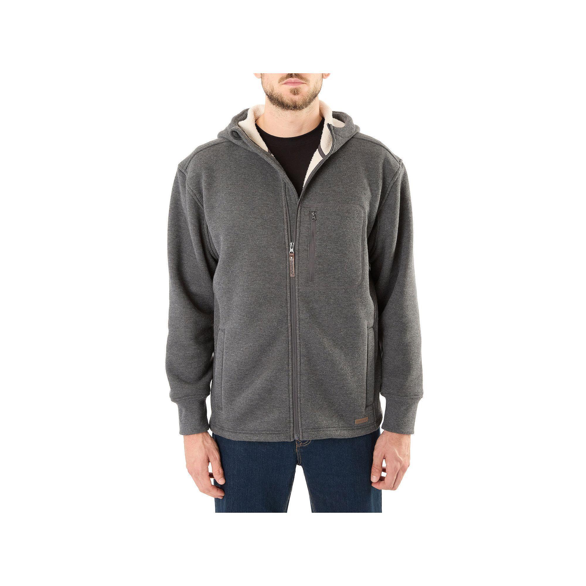 Mens Smiths Workwear Sherpa-Lined Hooded Thermal Shirt Jacket Grey Navy Product Image