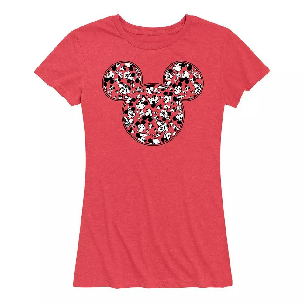Disneys Mickey Mouse Womens Meta Graphic Tee Grey Dark Red Product Image