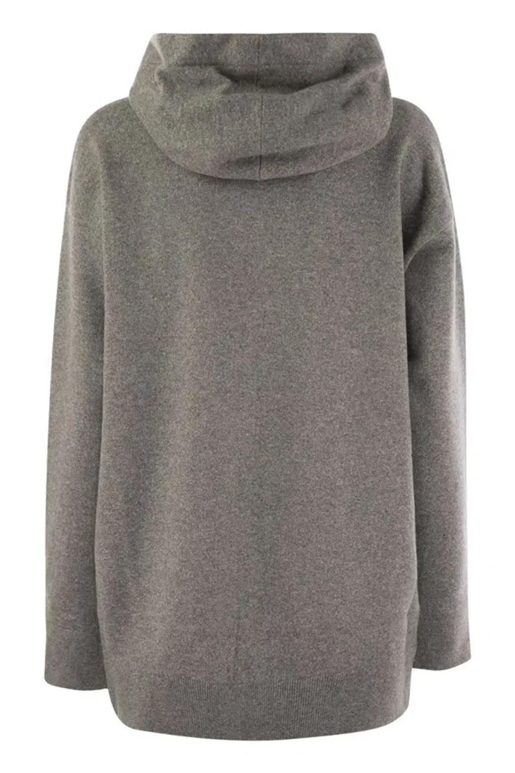 FABIANA FILIPPI Platinum Cardigan With Hood And Zip In Rock Product Image