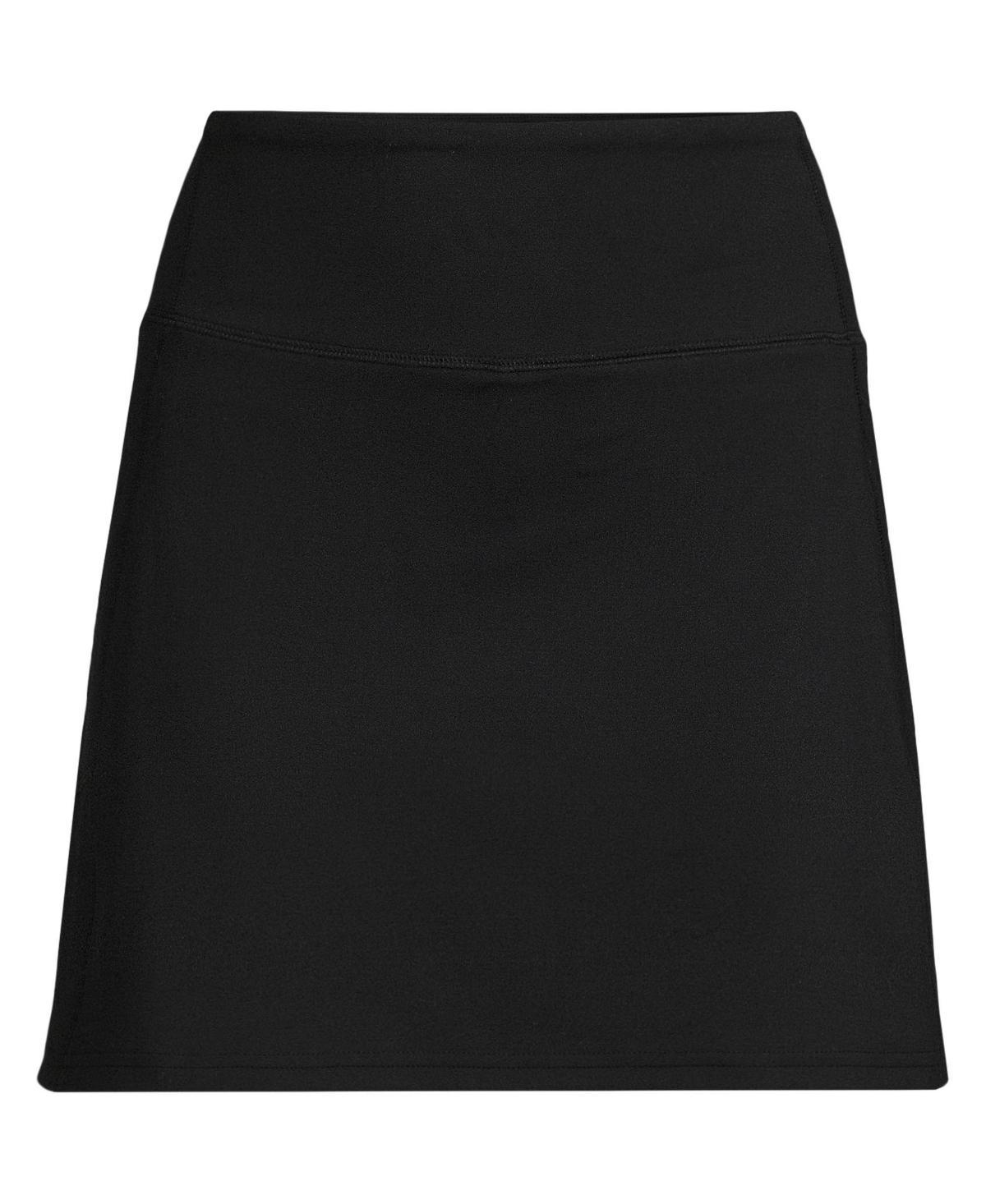 Women's Lands' End Active High-Impact High-Rise Flat Front Skort, Size: Medium, Black Product Image