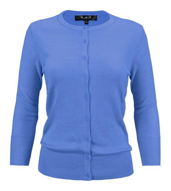 Crewneck Button Down Knit Cardigan Sweater Product Image