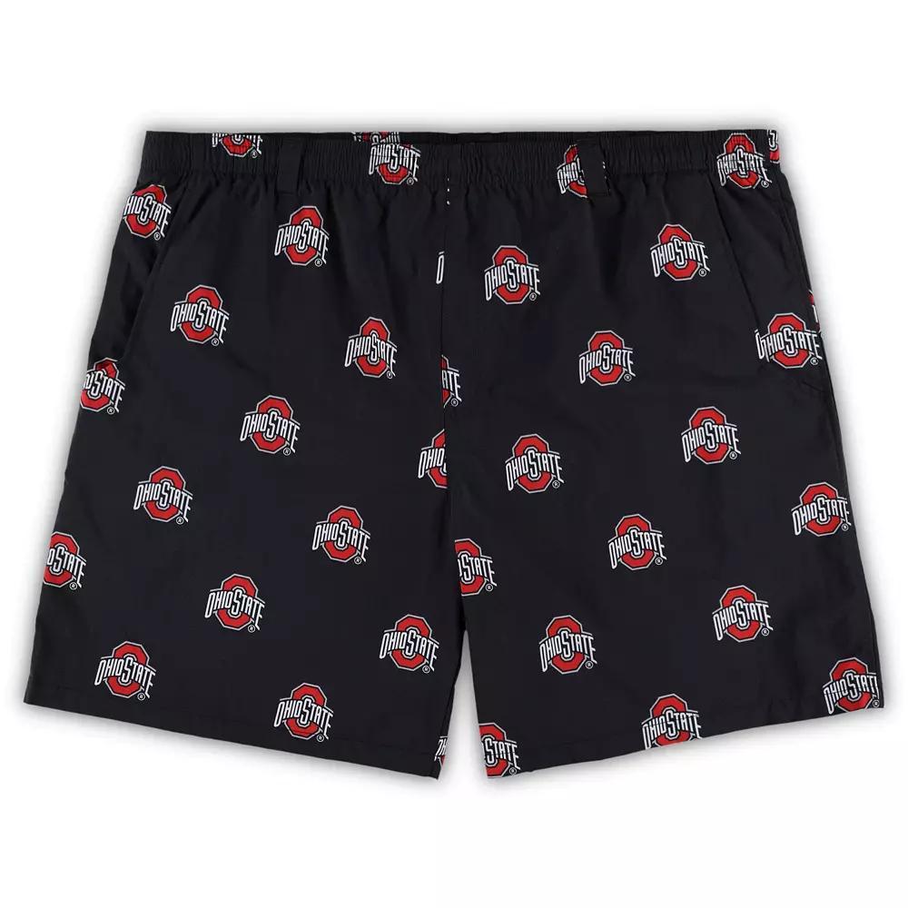 Men's Columbia Black Ohio State Buckeyes Big & Tall Backcast II Allover Print Omni-Shade Shorts, Size: 6XB Product Image