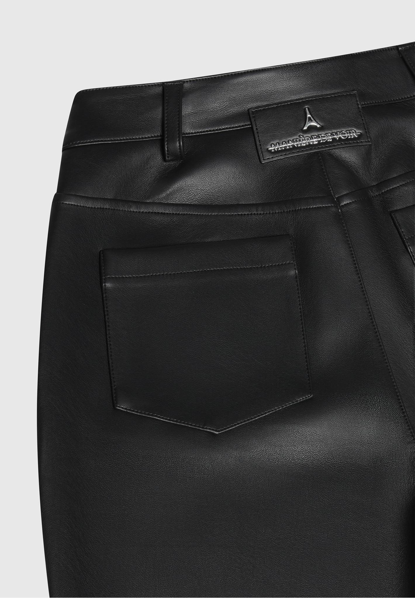 Leather Pintuck Popper Trousers - Black Female Product Image