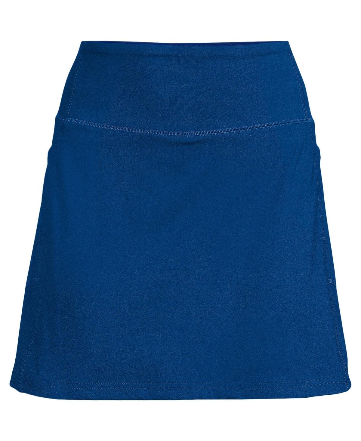 Women's Lands' End Active High-Impact High-Rise Flat Front Skort, Size: Medium, Black Product Image