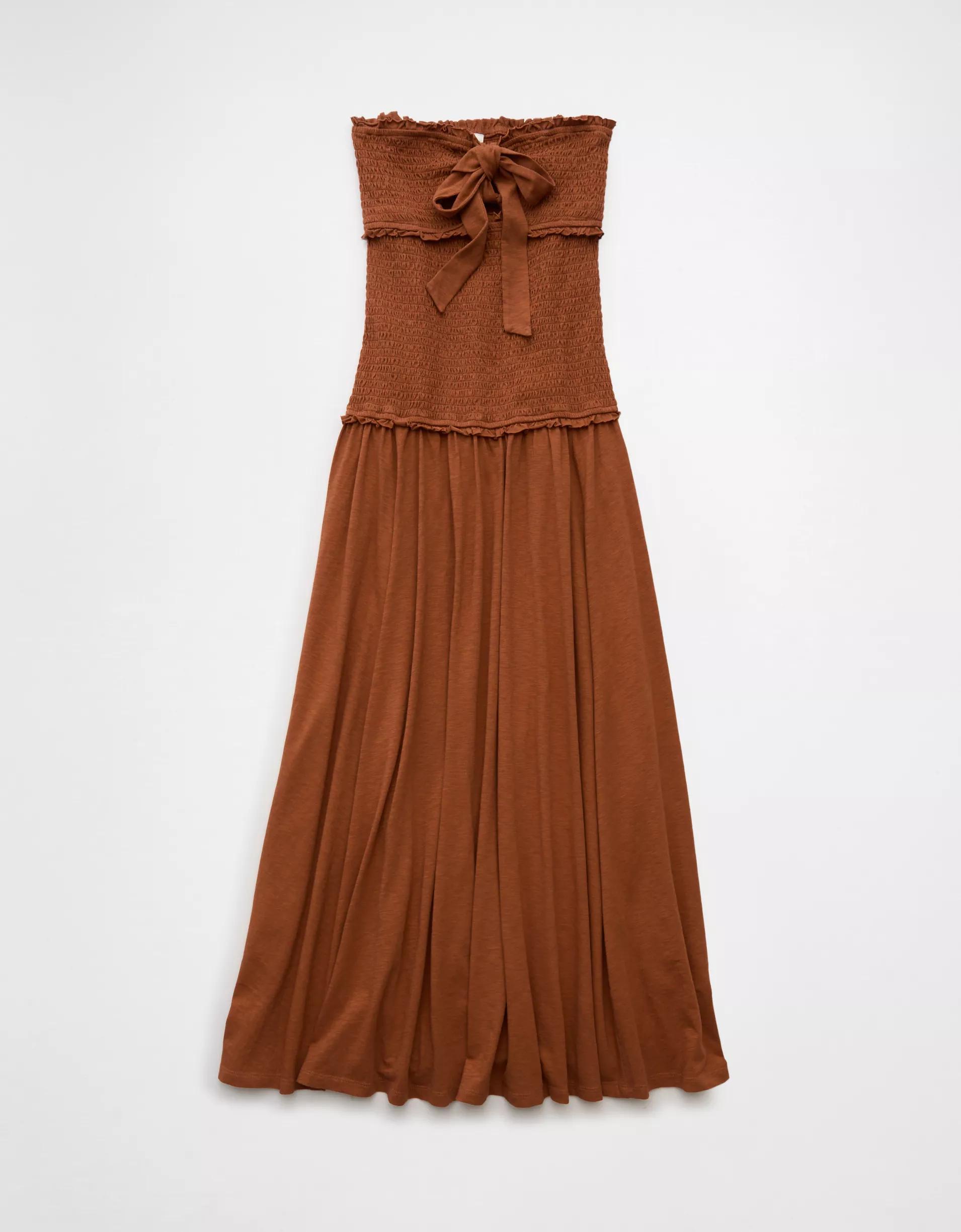 AE Sunchaser Knit Smocked Drop Waist Midi Dress Product Image