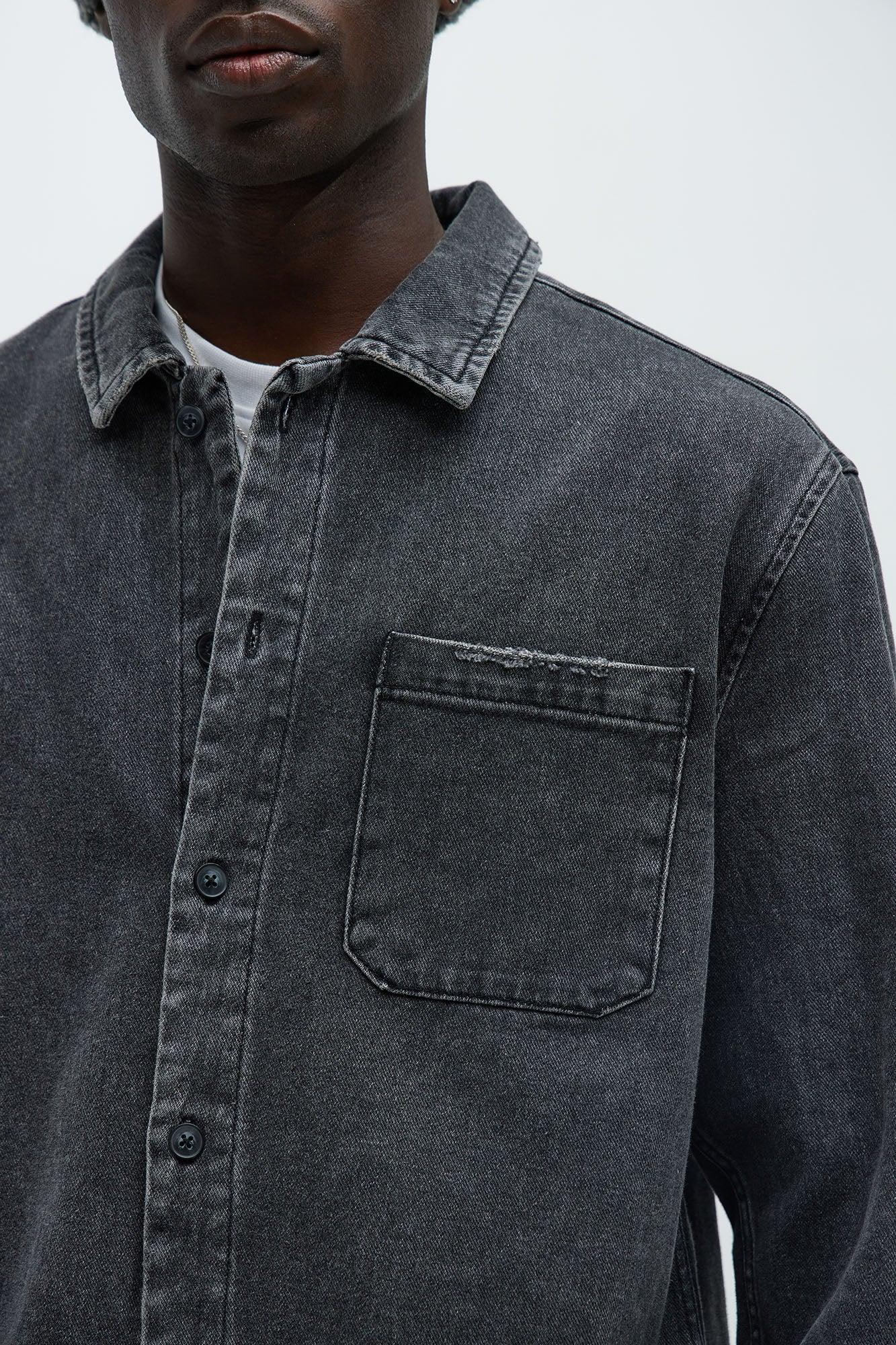 Hatton Denim Button Up Shirt - Black Wash Product Image