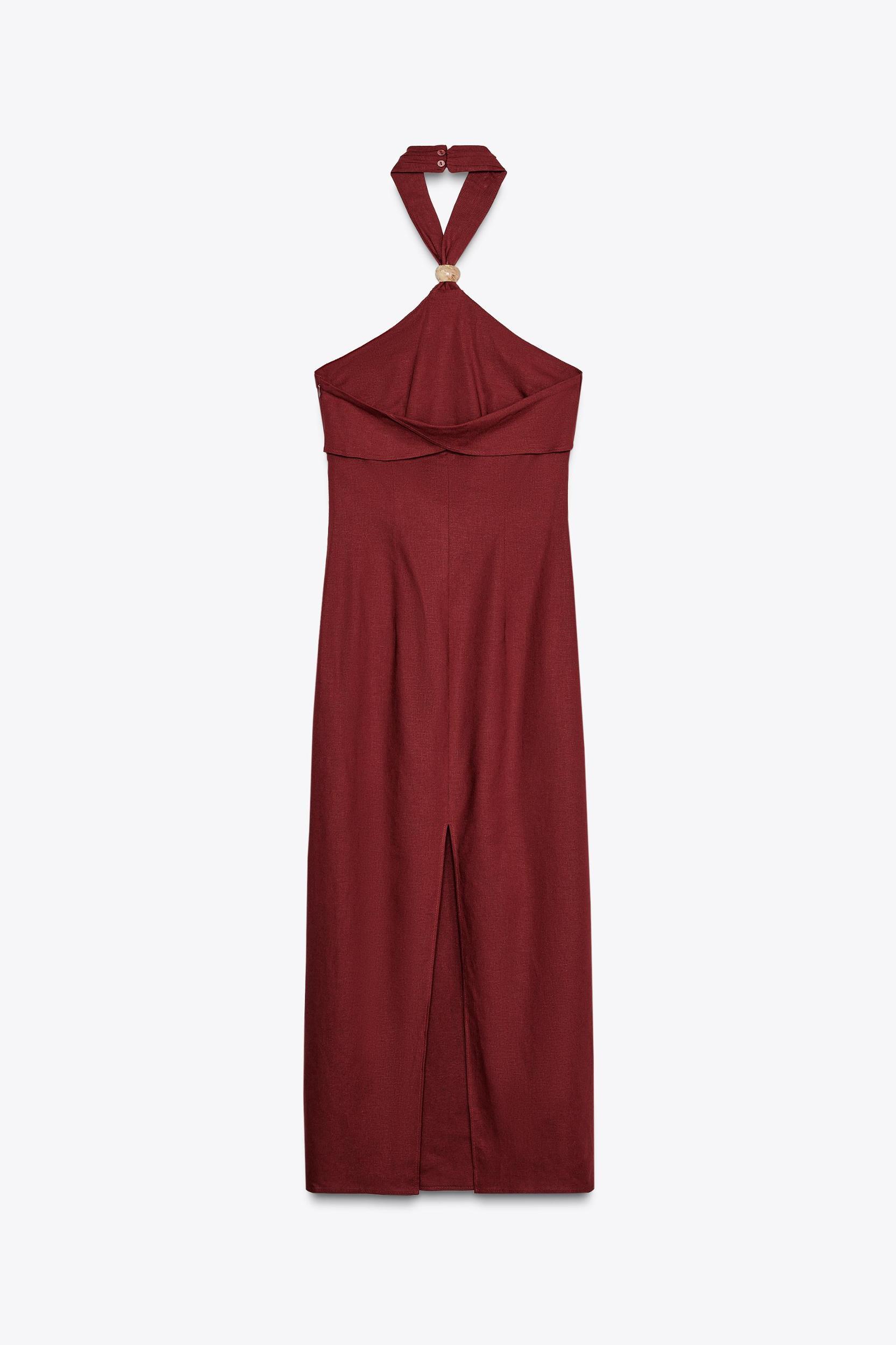 LINEN HALTER MIDI DRESS Product Image