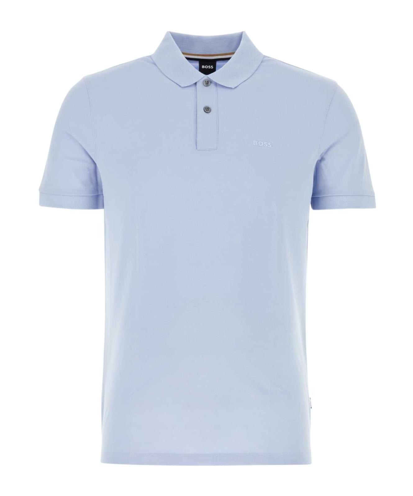 HUGO BOSS Pull-down Short-sleeved Polo Shirt In Blue Product Image