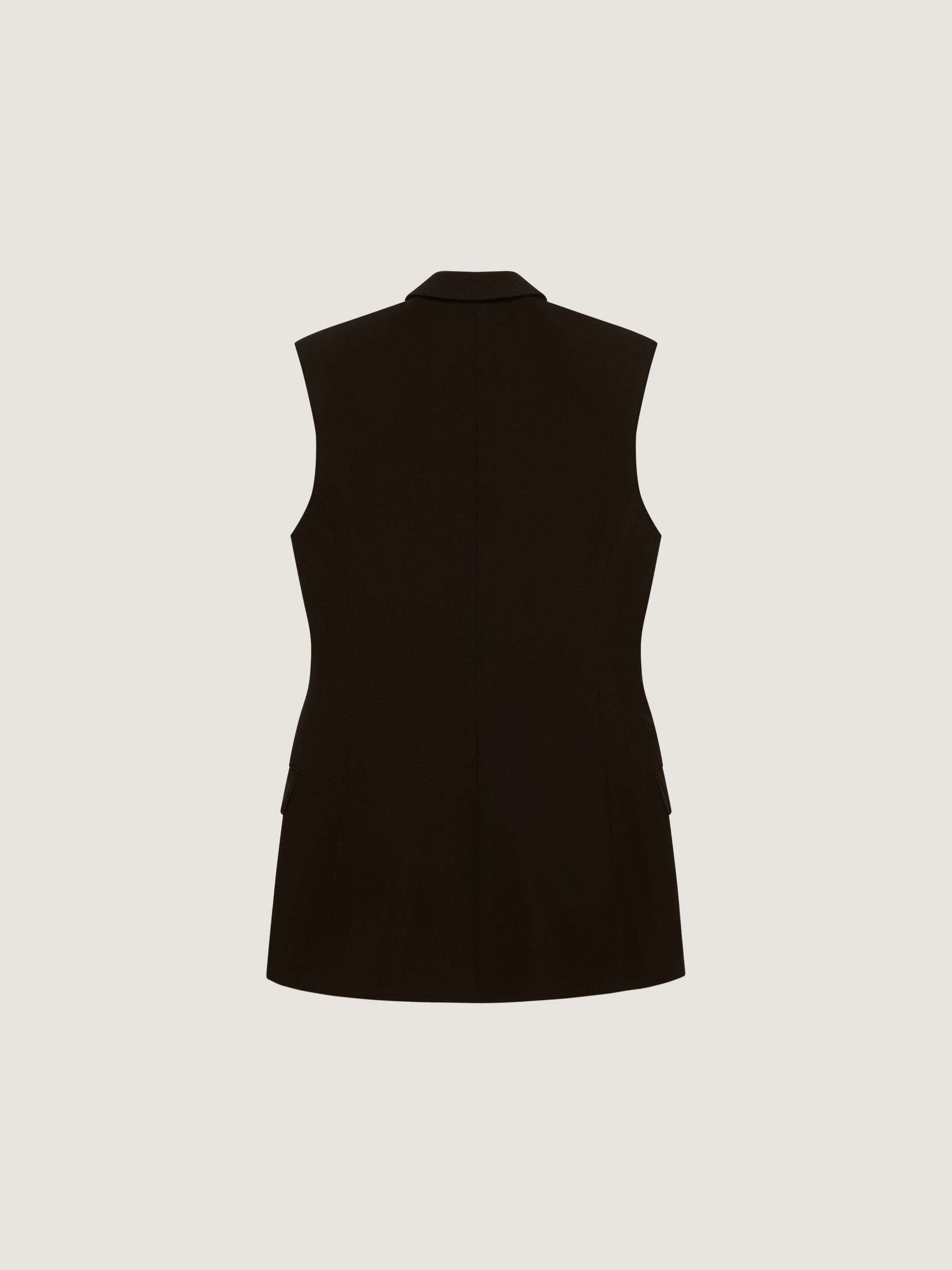 Double breasted sleeveless jacket in wool twill Product Image