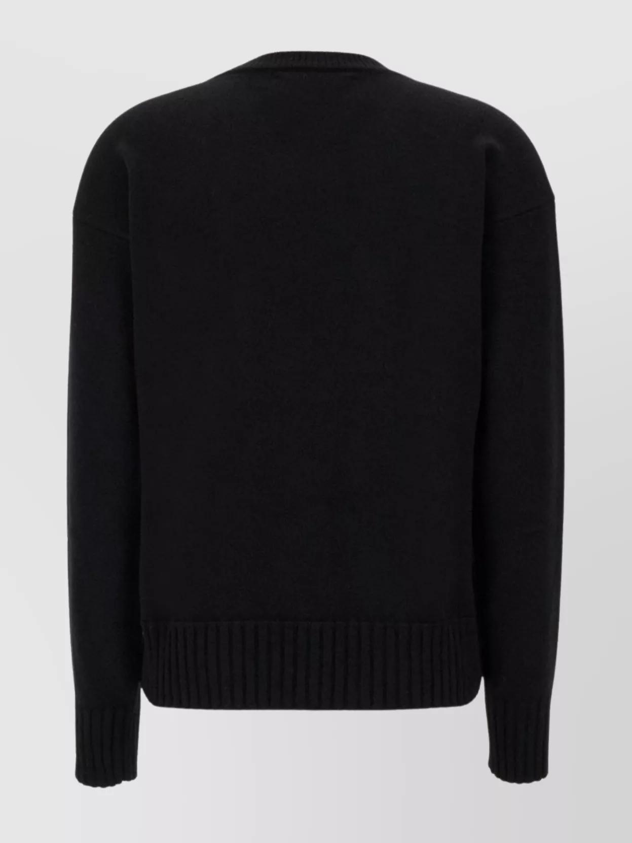 JIL SANDER Crewneck Ribbed Jumper In Black Product Image