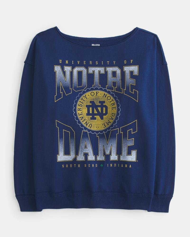 Oversized Off-the-Shoulder University of Notre Dame Graphic Sweatshirt Product Image
