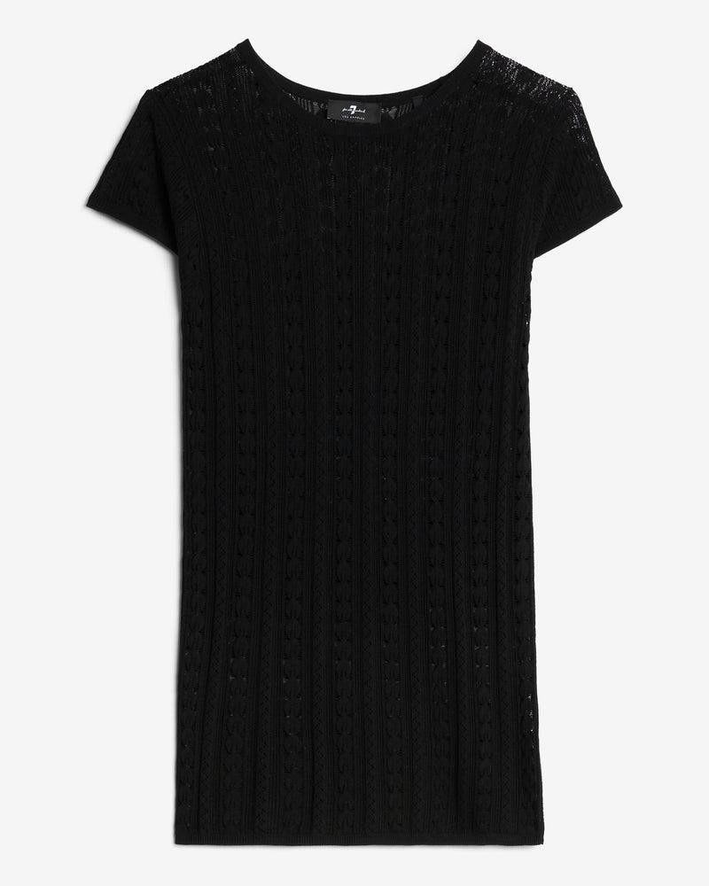 Short Sleeve Pointelle Crew Sweater Product Image
