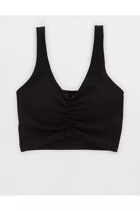 OFFLINE By Aerie Real Me Low Key Ruched Longline Sports Bra Women's Product Image