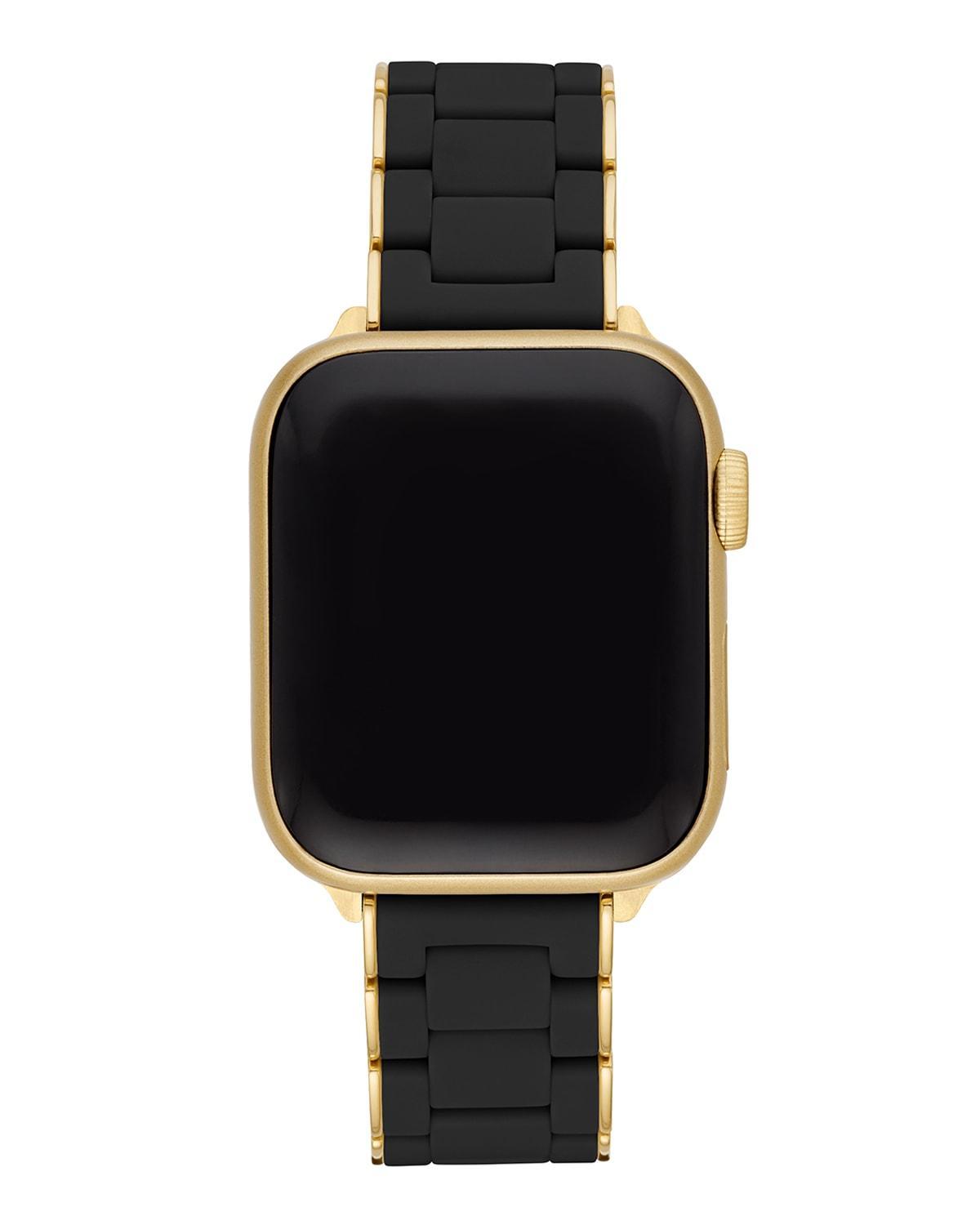 38/40mm Silicone-Wrapped Bracelet Band for Apple Watch, Black/Gold Product Image