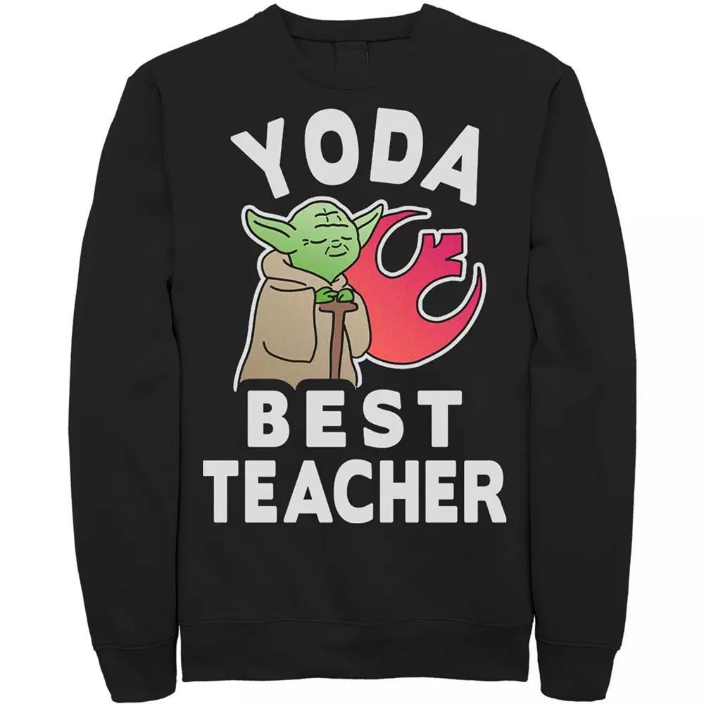 Men's Star Wars Yoda Best Teacher Rebel Logo Sweatshirt, Size: Large, Black Product Image