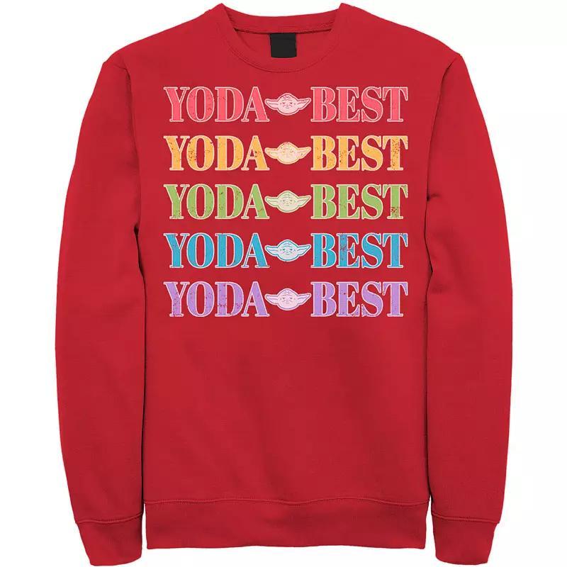 Men's Star Wars Pride Yoda Best Rainbow Text Stack Sweatshirt, Size: XXL, Red Product Image