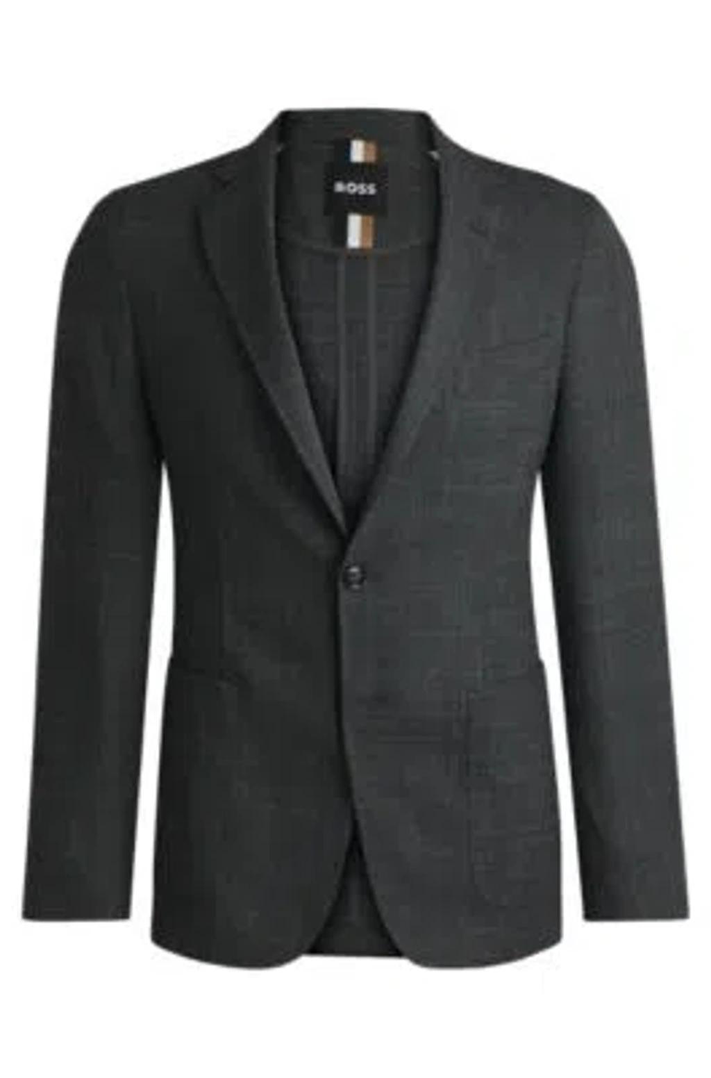 HUGO BOSS Slim-fit Jacket In Micro-patterned Stretch Cloth In Grey Product Image