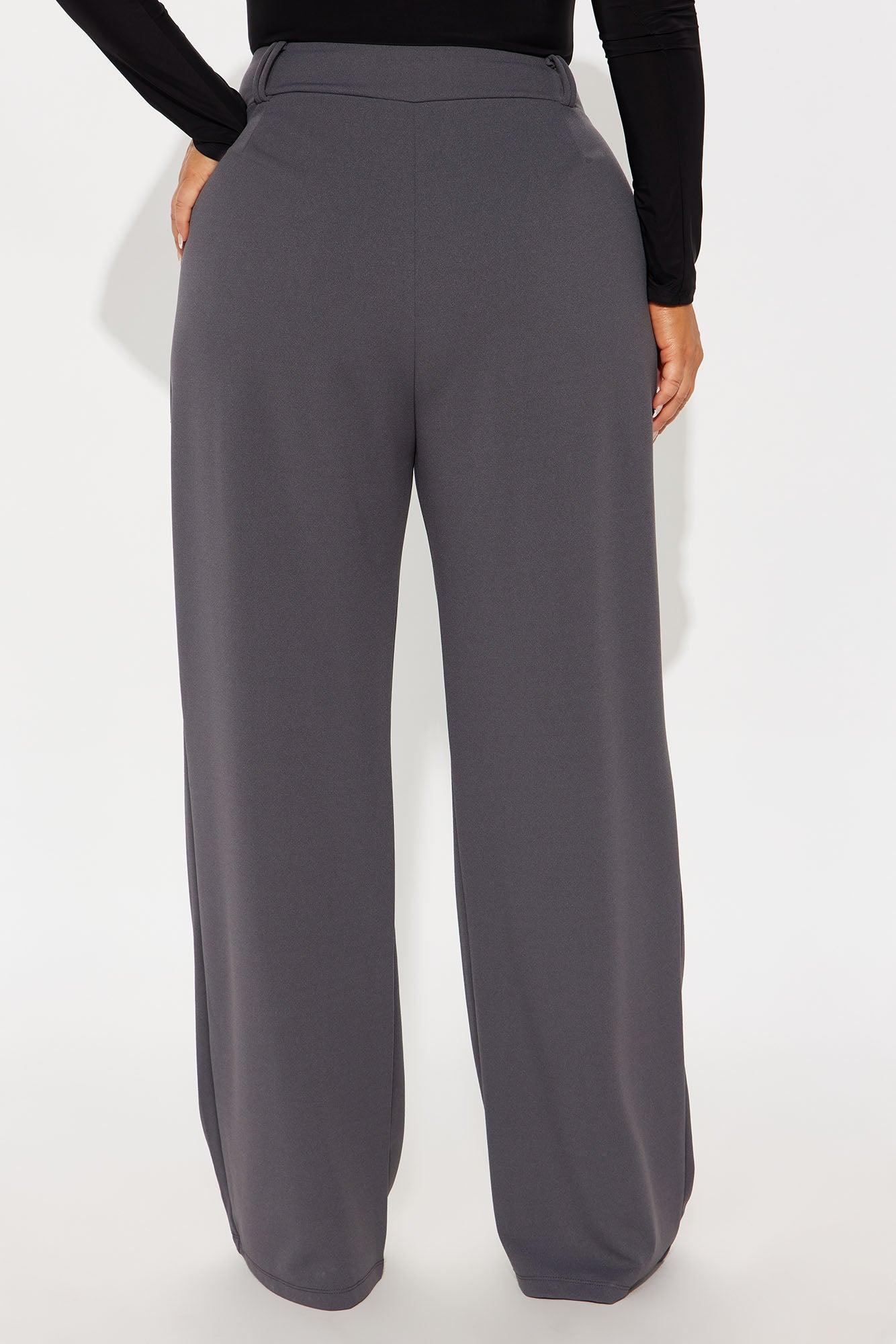 Late To The Meeting Wide Leg Trouser Pant - Charcoal Product Image