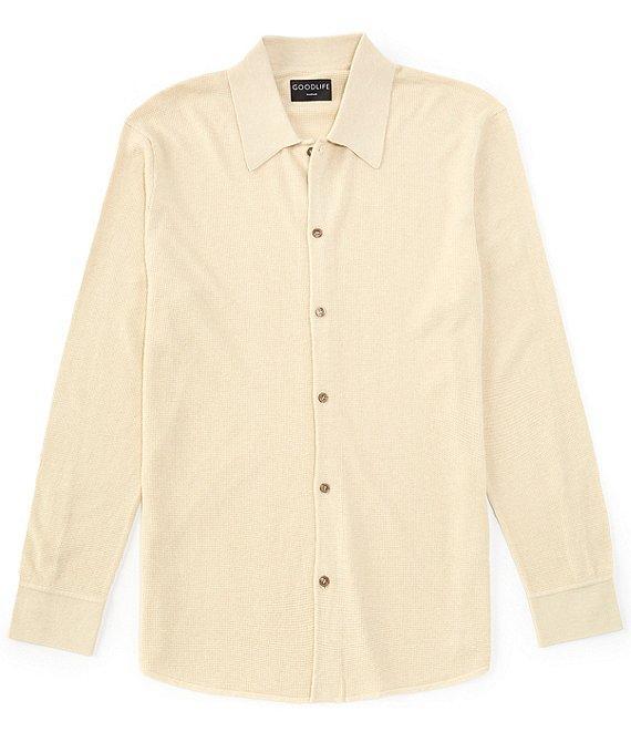 Goodlife Slim Fit Mini Waffle Knit Long Sleeve Button-Front Shirt Product Image