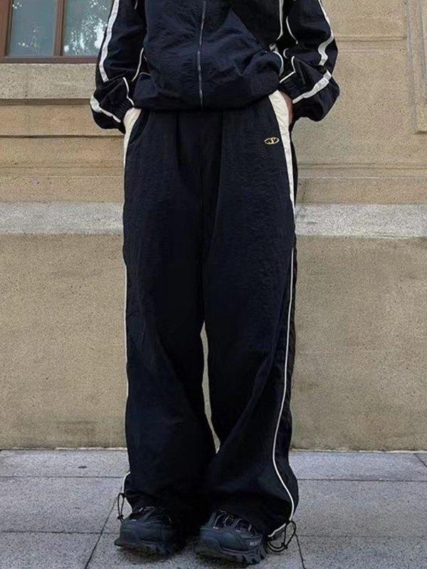 Men's Contrast Paneled Loose Parachute Pants Product Image