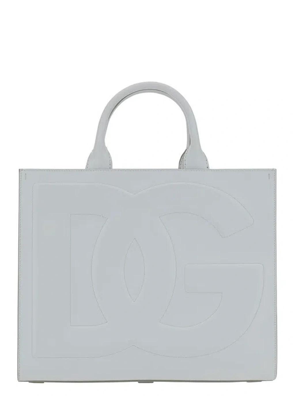 DOLCE & GABBANA White Handbag With Tonal Dg Detail In Smooth Leather Product Image