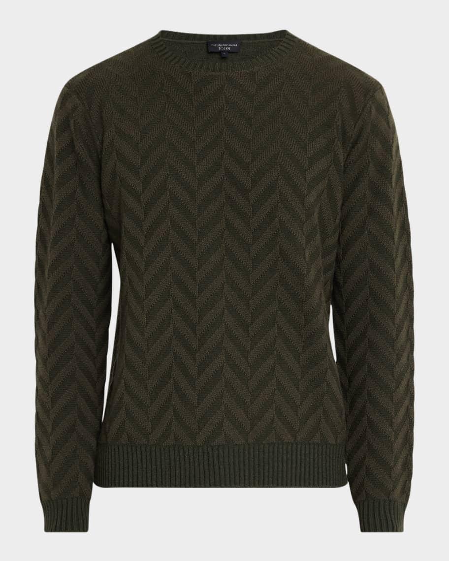 Mens Wool Jacquard Chevron Crewneck Sweater Product Image