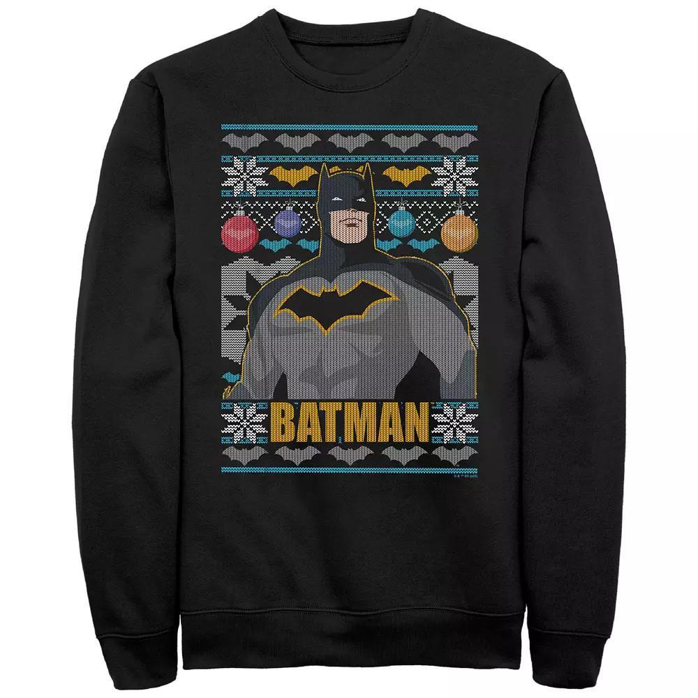 Men's Batman Christmas Sweater Graphic Fleece, Size: XL, Black Product Image