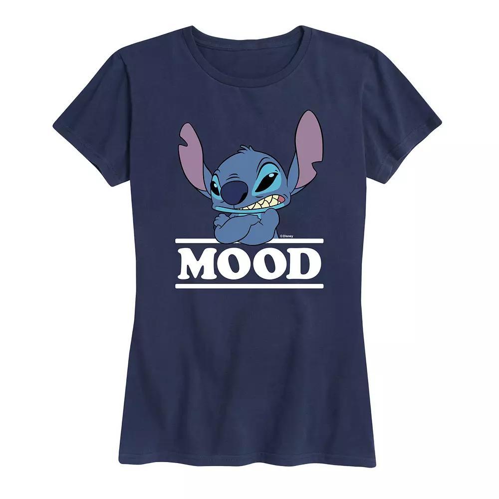 Disneys Lilo & Stitch Womens Mood Graphic Tee Grey Gray Product Image