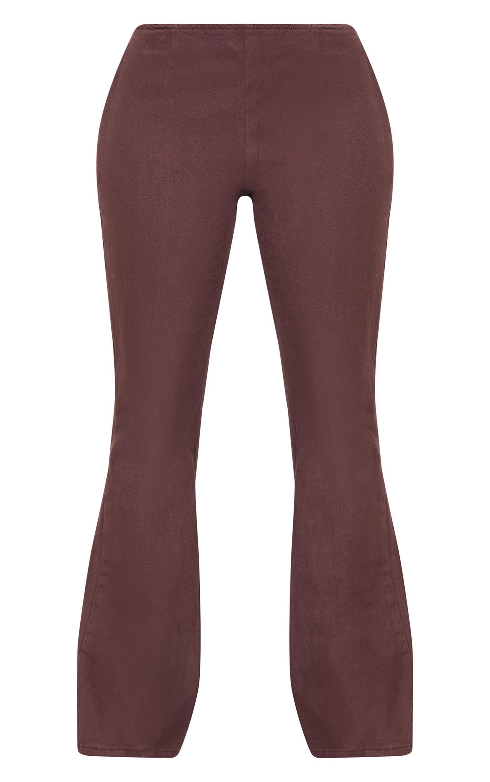 Shape Brown Denim Lace Up Back Flare Jeans Product Image