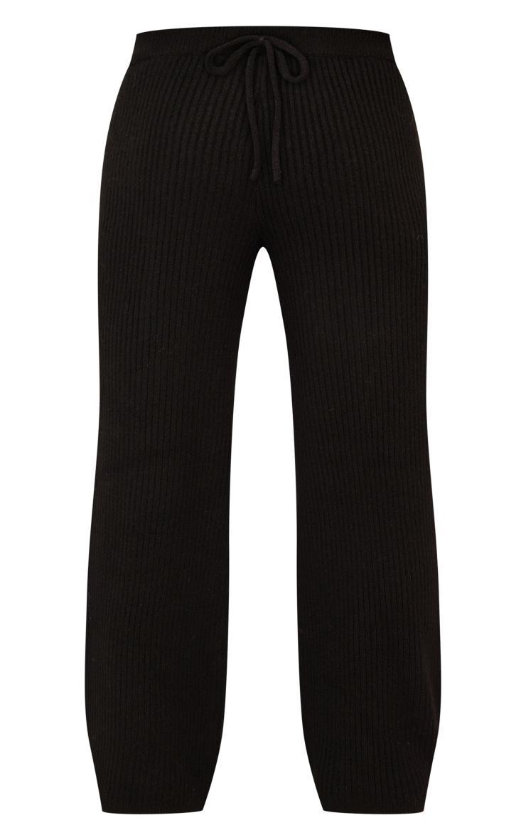 Petite Black Knit Wide Leg Pants Product Image