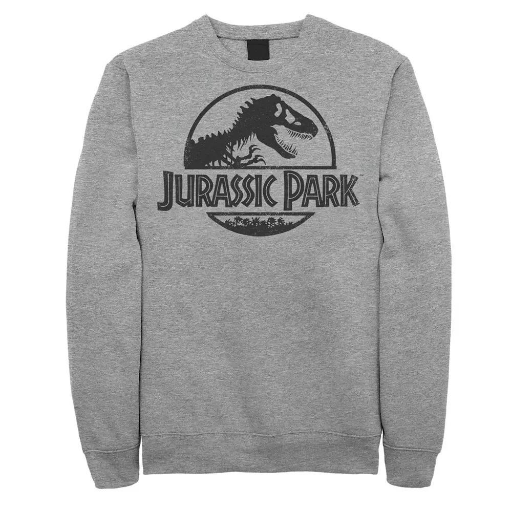 Mens Jurassic Park Basic Black Stencil Logo Fleece Athletic Grey Product Image
