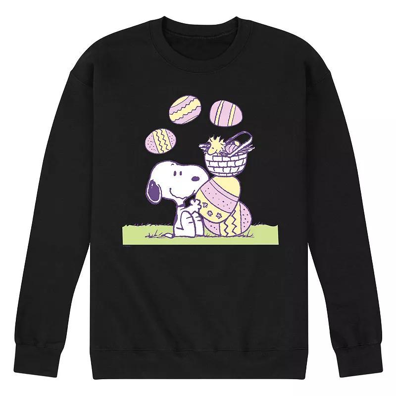 Mens Peanuts Easter Comic Fleece Sweatshirt Pink Product Image