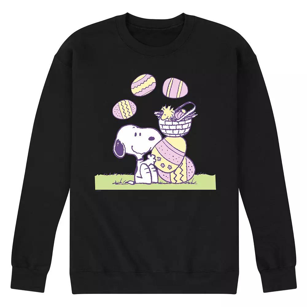 Mens Peanuts Easter Comic Fleece Sweatshirt Pink Product Image