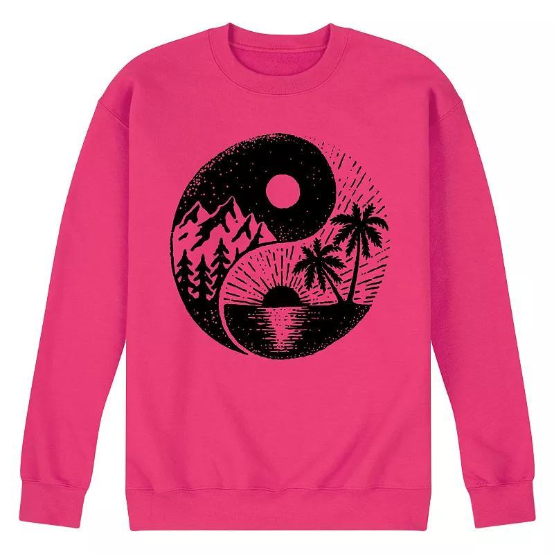 Men's Yin Yang Mountains Sea Fleece Sweatshirt, Size: XL, Grey Gray Product Image