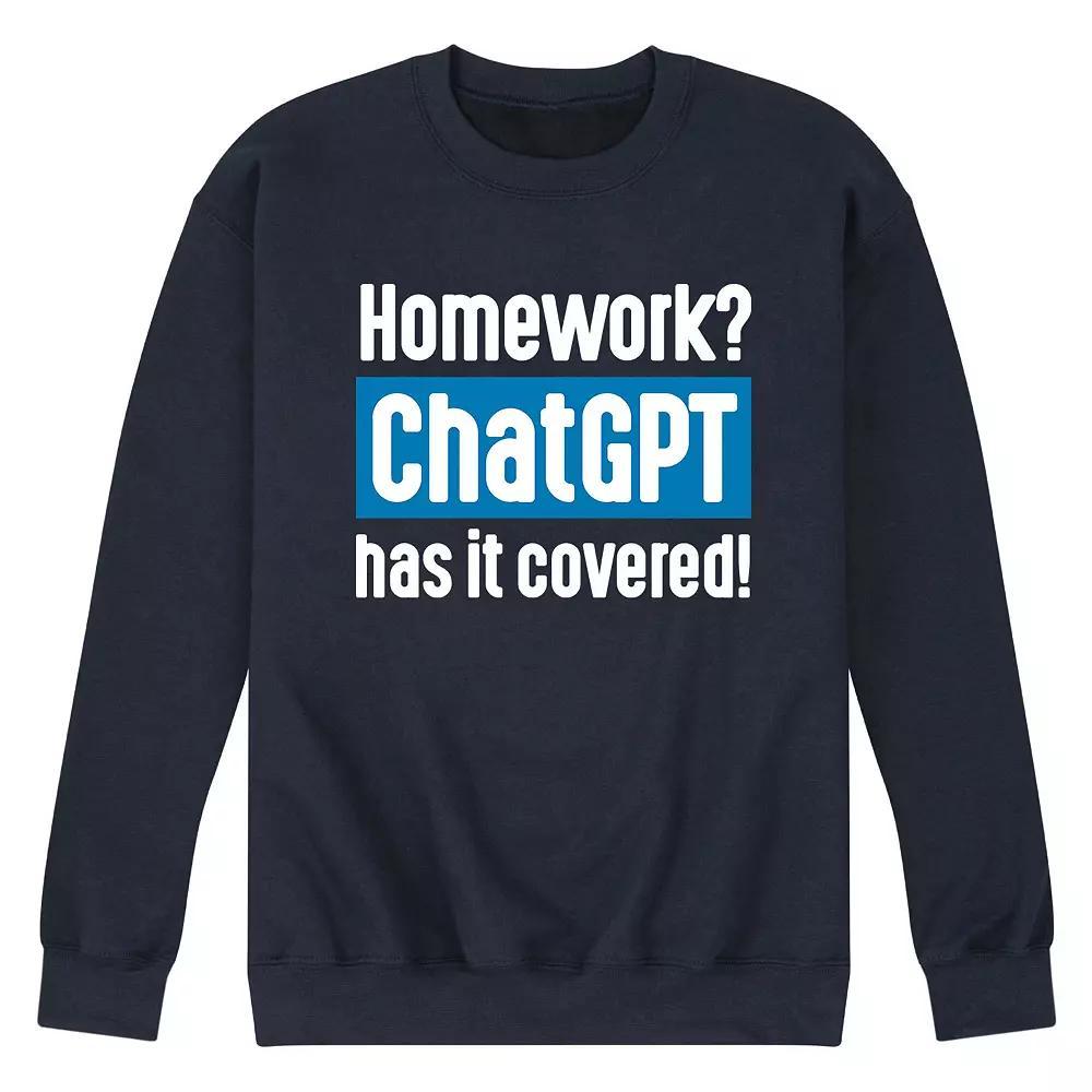 Mens Homework ChatGPT Has It Covered Graphic Fleece Blue Product Image