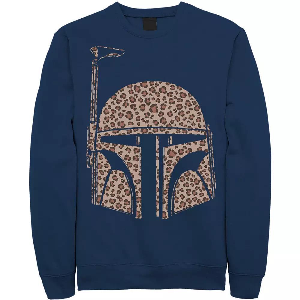 Men's Star Wars Boba Fett Helmet Cheetah Print Fill Sweatshirt, Size: 3XL, Blue Product Image
