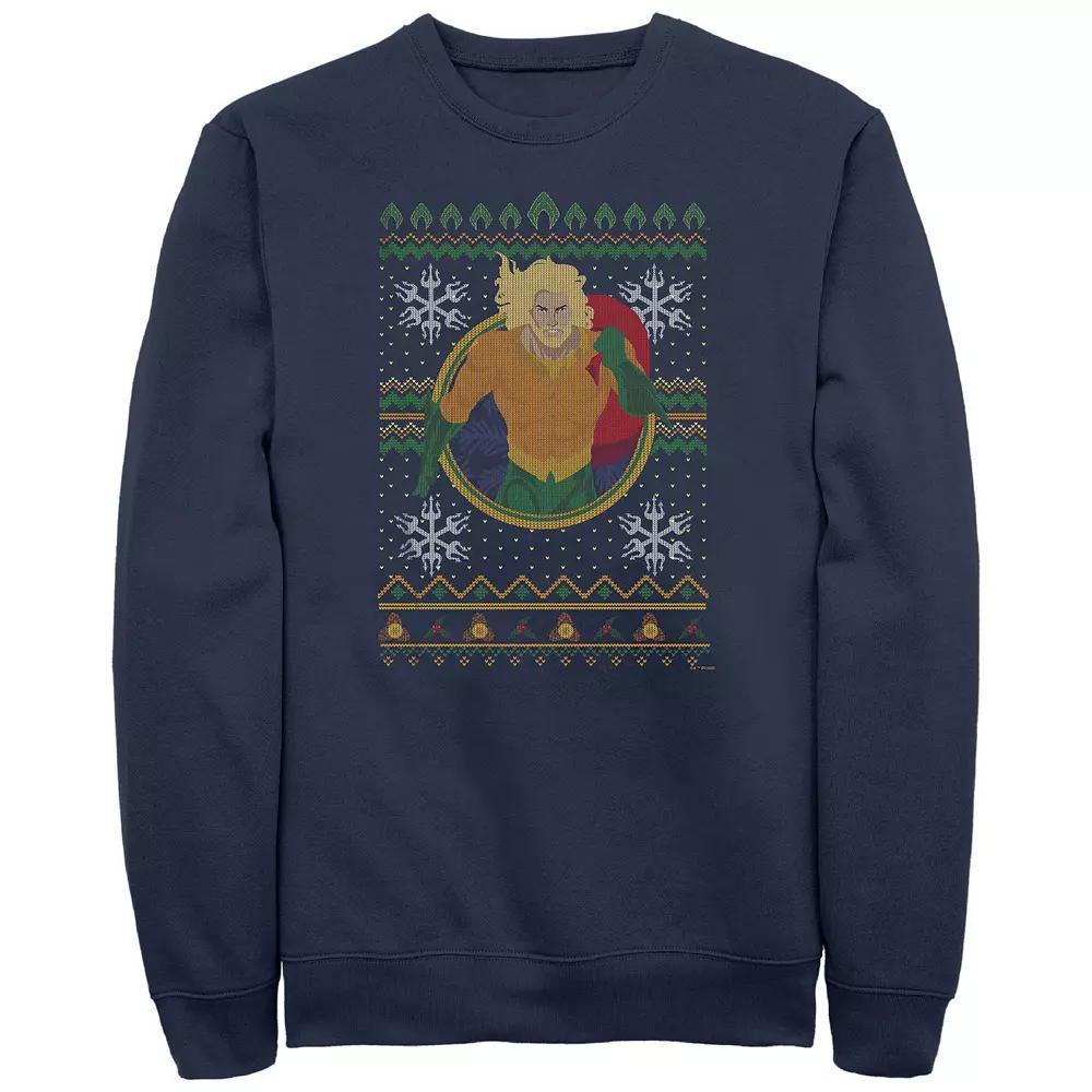 Big & Tall Aquaman Christmas Sweater Graphic Tee, Men's, Size: XL Tall, Blue Product Image
