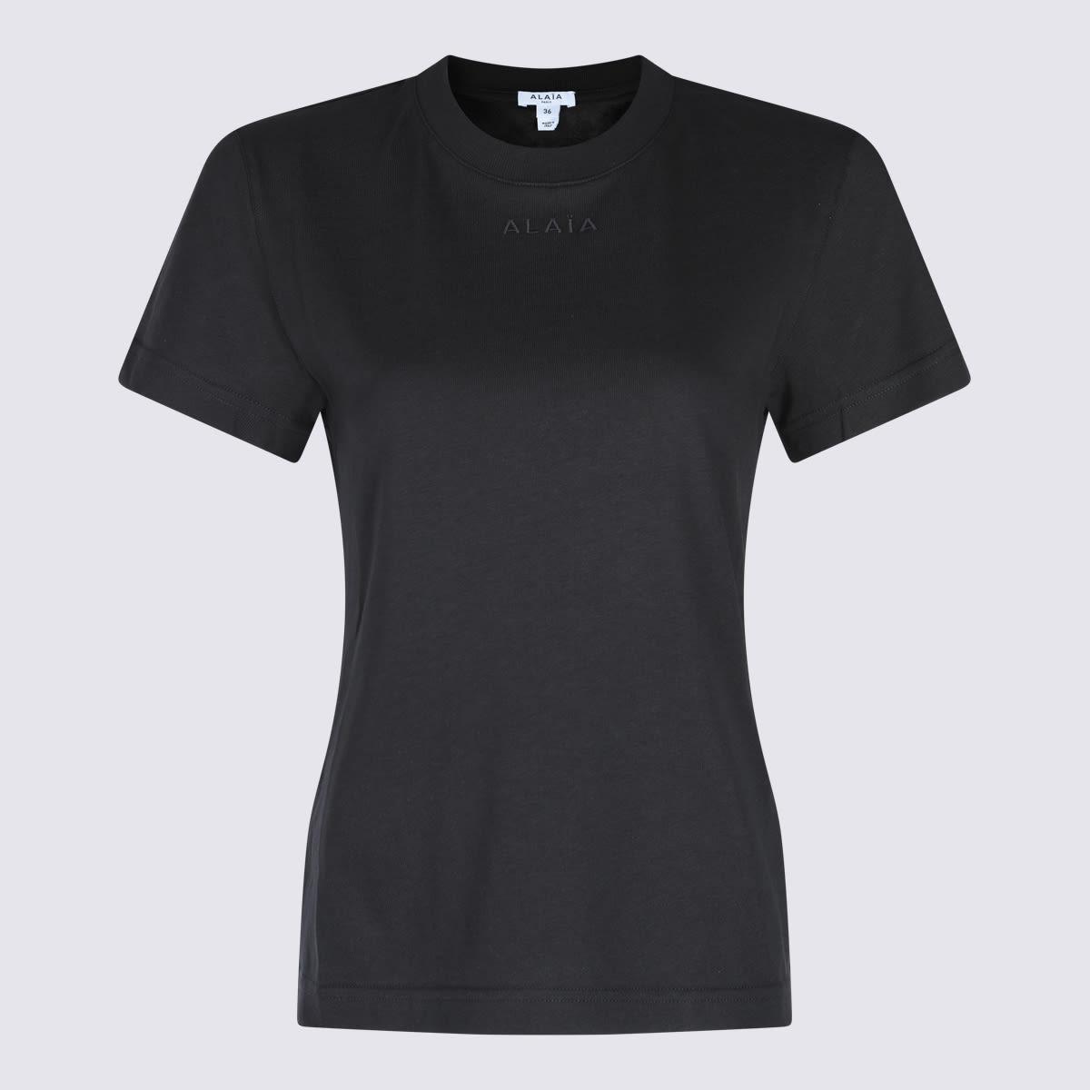 ALAÏA Black Cotton T-shirt With Logo Product Image