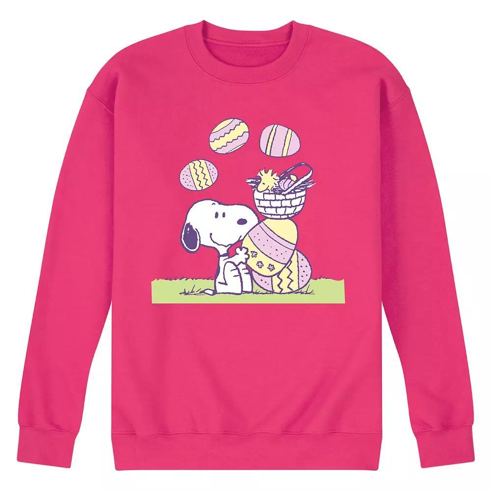 Mens Peanuts Easter Comic Fleece Sweatshirt Pink Product Image