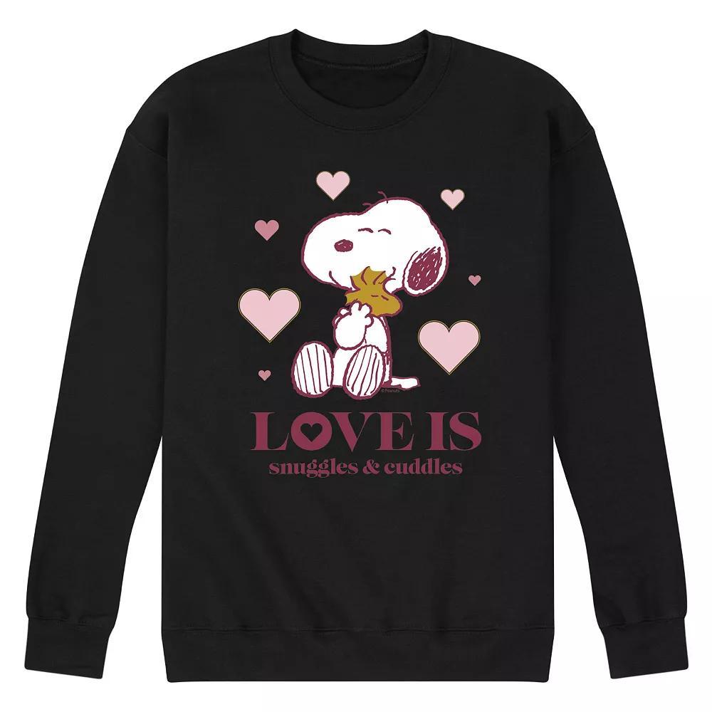 Men's Peanuts Snuggles and Cuddles Sweatshirt, Size: Large, Black Product Image