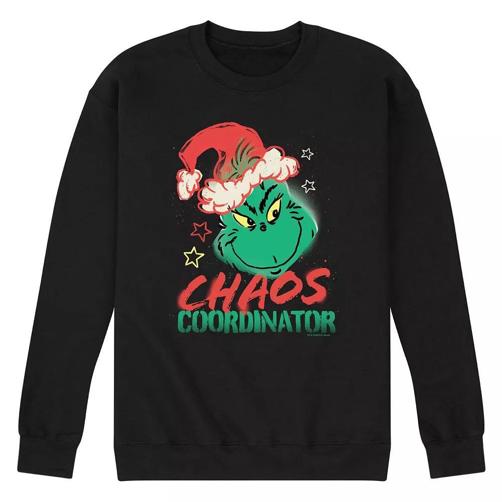 Men's Dr. Seuss The Grinch Chaos Coordinator Fleece Sweatshirt, Size: Large, Black Product Image
