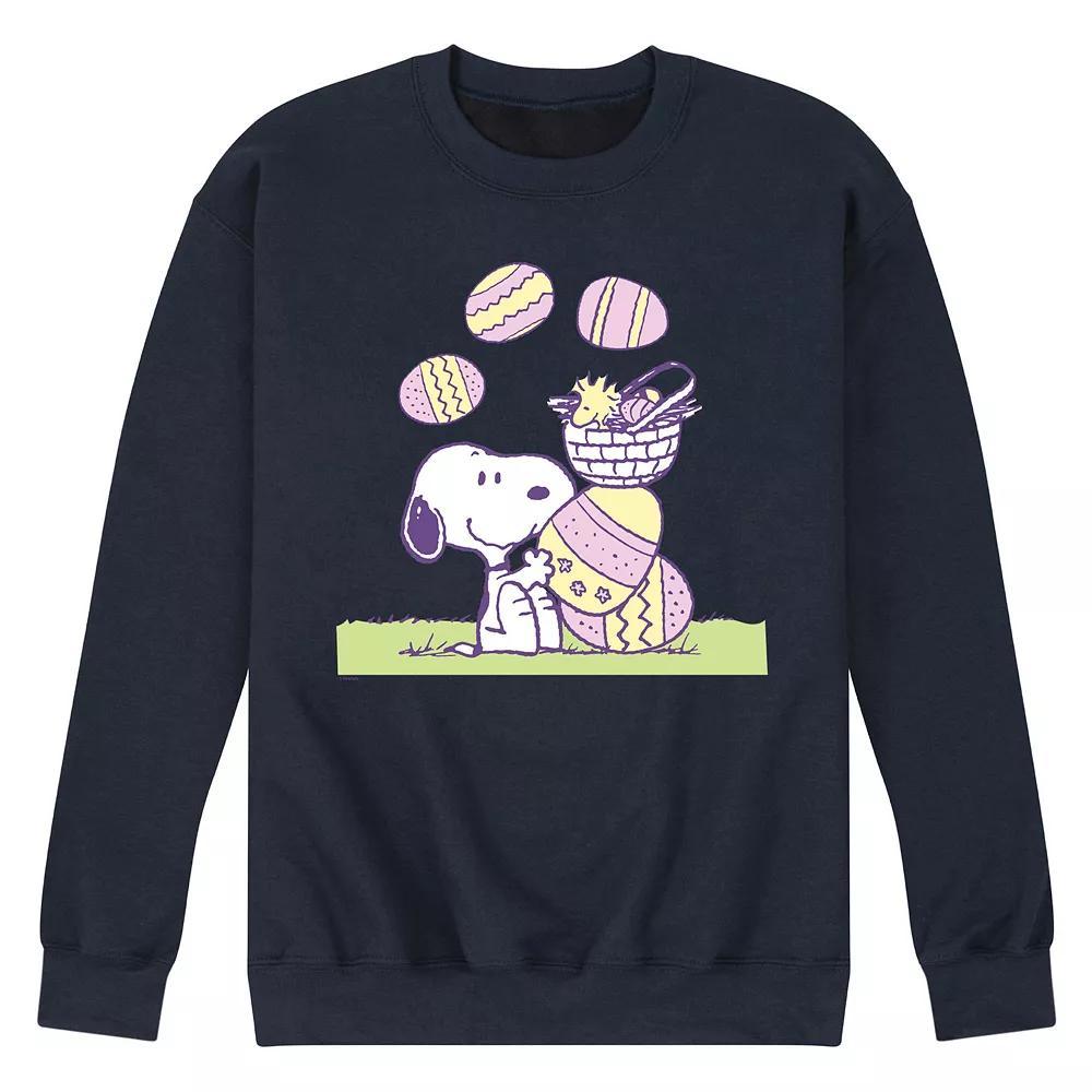 Mens Peanuts Easter Comic Fleece Sweatshirt Pink Product Image