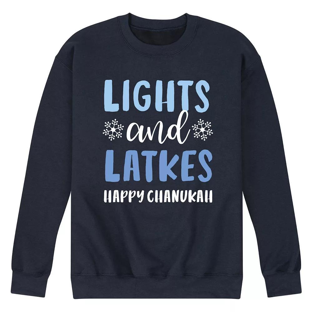 Men's Light And Latkes Sweatshirt, Size: XL, Blue Product Image