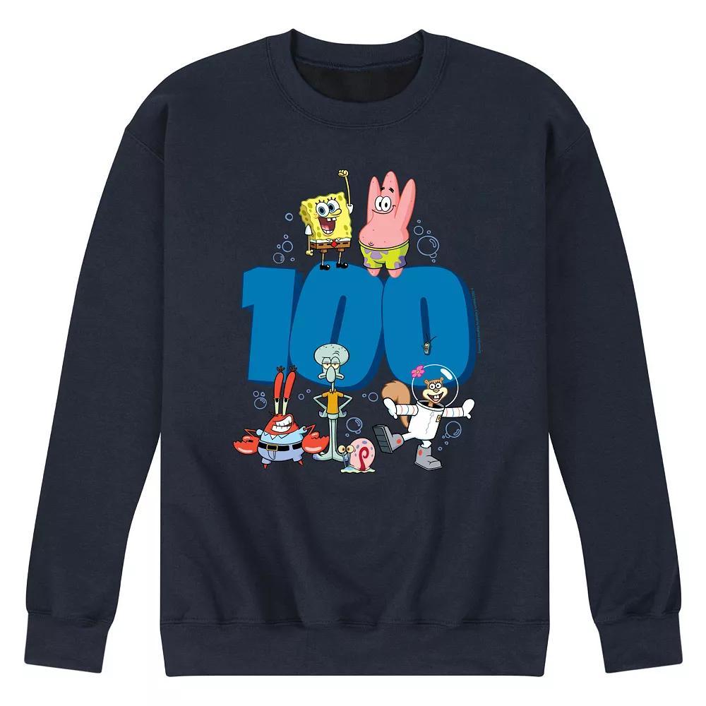 Mens SpongeBob SquarePants 100 Days Fleece Sweatshirt Blue Product Image