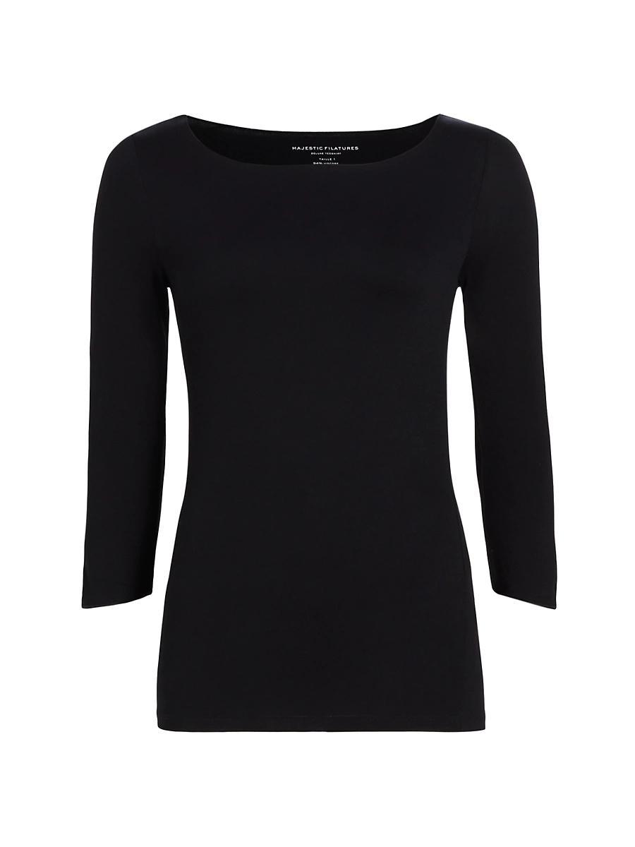 Majestic Filatures Boatneck Three Quarter Sleeve Top Product Image