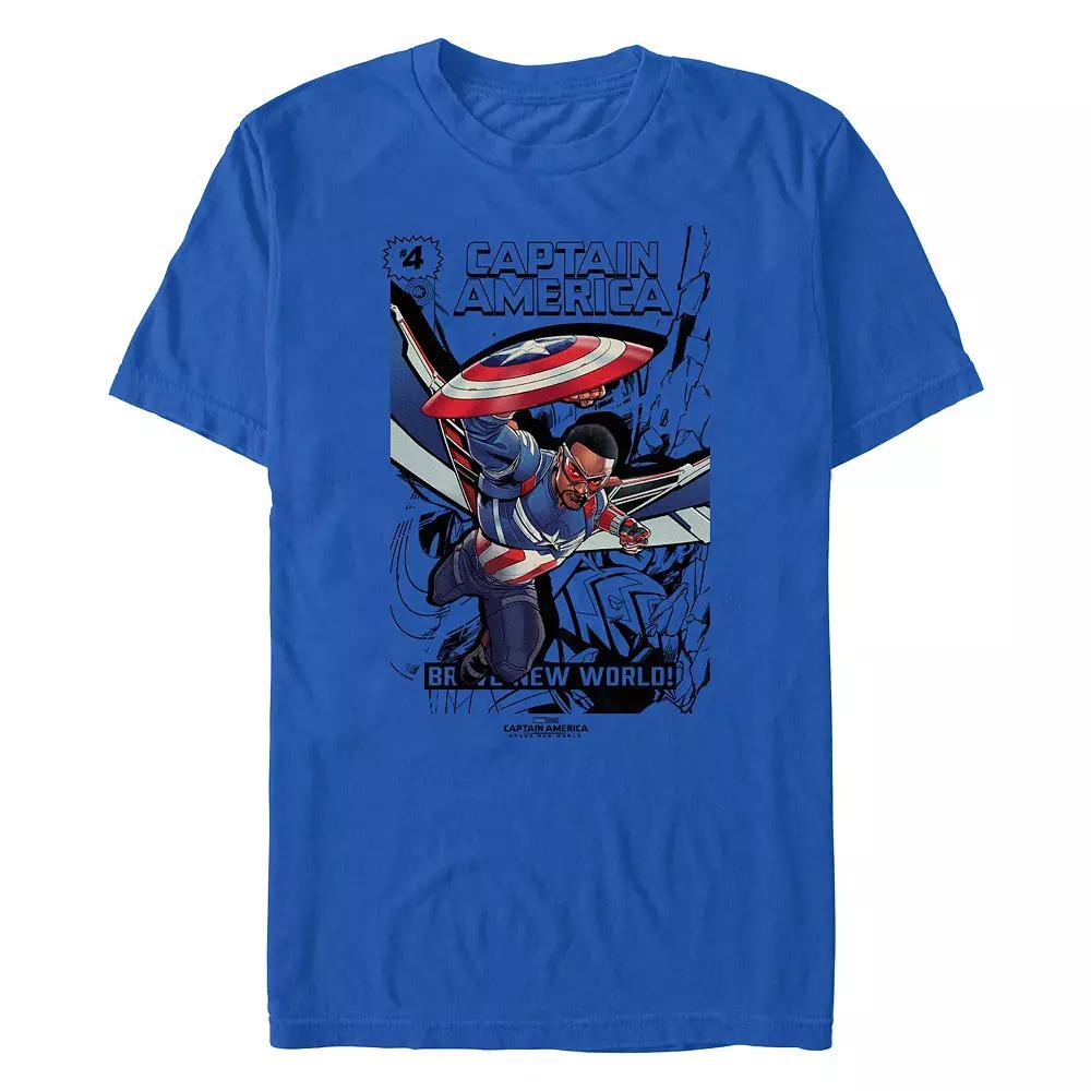 Men's Marvel Captain America Brave New World Comic Book Style Poster Graphic Tee, Size: Medium, Royal Product Image