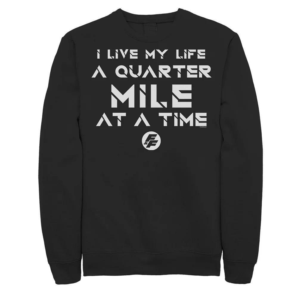 Men's Fast & Furious Life At A Quarter Mile At A Time Word Stack Sweatshirt, Size: Medium, Black Product Image