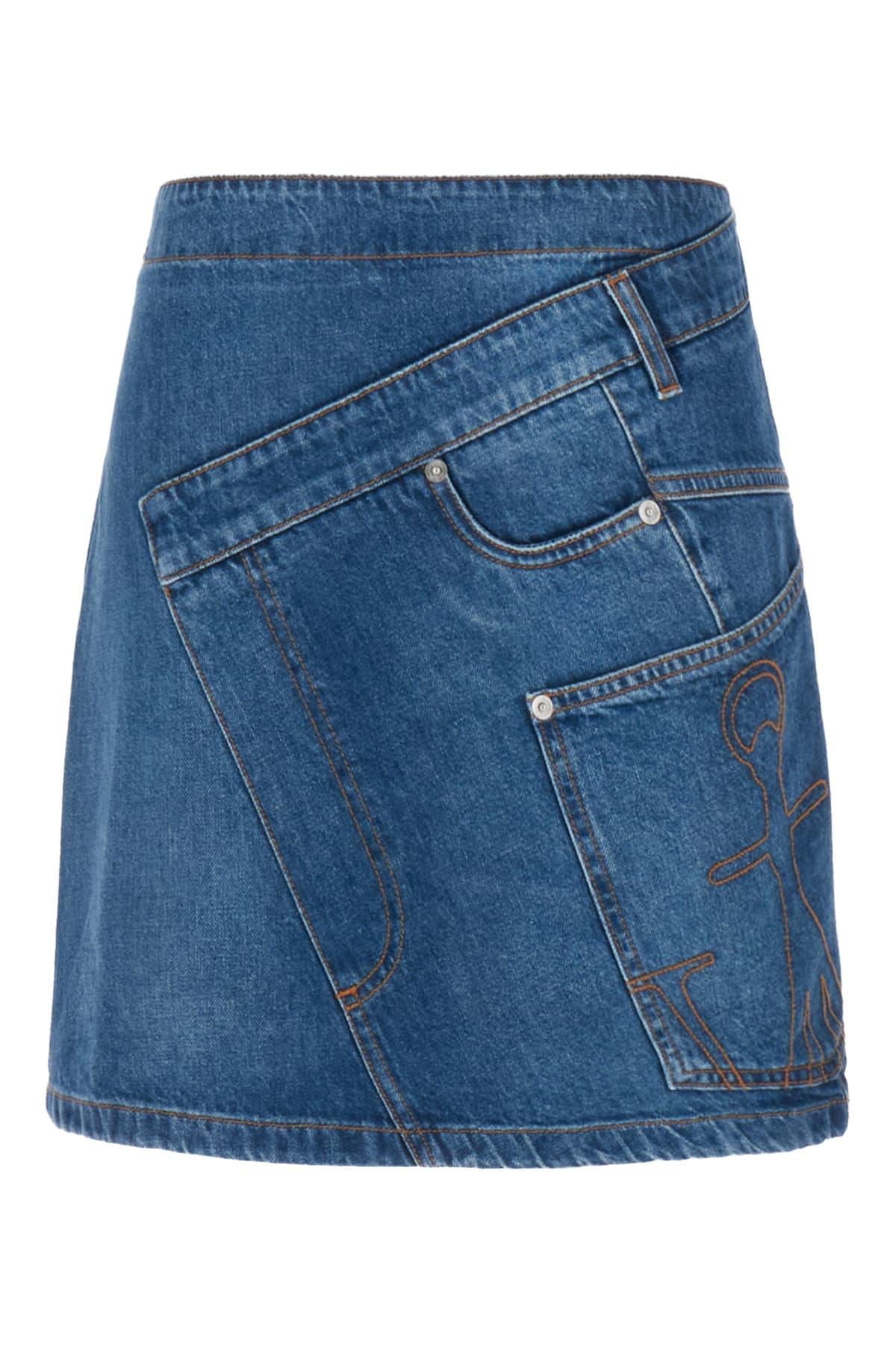 JW ANDERSON Twisted Mini Denim Skirt In Light Blue Product Image